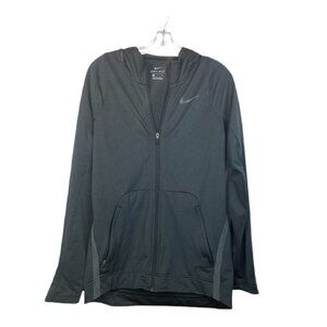 Nike Women's Size Small Full Zip Hoodie Dri-fit Black Gray Long Sleeve Solid